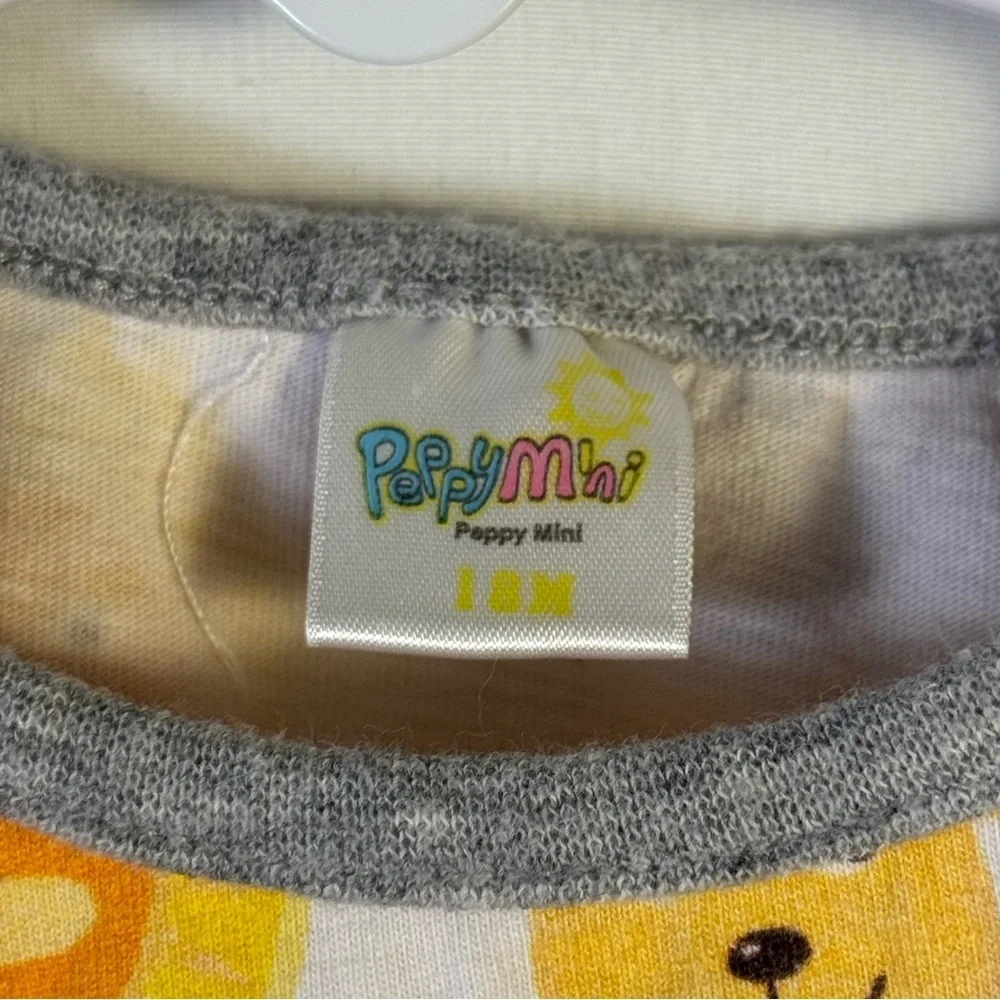 Peppy Mini Colorful Animal Print Kids Sleep Shirt Size 18M